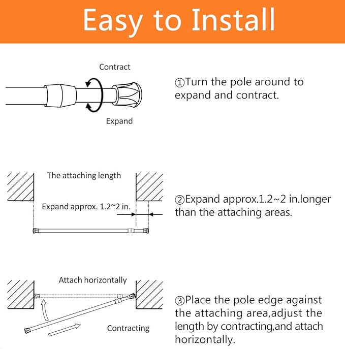 KXLife 6 Pack Spring Tension Curtain Rod for Window 28 to 48 Inch, White | Adjustable Expandable Small Curtain Tension Rods No Drill for Kitchen, Bathroom, Doorway, Cupboard