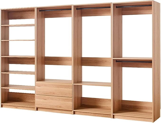Maykoosh Closet System Organizer - Customizable Walk-in Wardrobe Storage Oak/Model ECBA 4 Closet