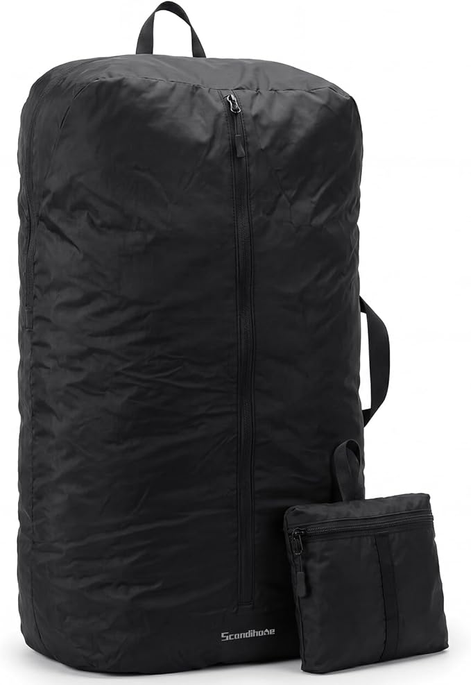 Travel Laundry Bag, Foldable Dirty Clothes Bag with Two Ways to Open, 40L Reusable Waterproof Laundry Bag, Large Capacity Travel Bag for Wet or Dirty Clothes for Travel, Camping & Storage (Black)