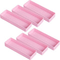 Teling 6 Pcs Pink Plastic Desk Organizer Tray Shallow Drawer Pencil Tray Tabletop Organizer for Office, Home, or Study 9.45x2.95x1.38 Inch