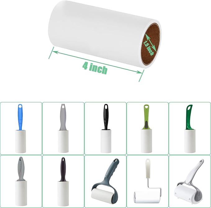 4 inch Lint Roller Refills Compatible with Evercare PetLovers Muji Swihauk Bailalibo and More Standard 4 inch Lint Rollers Extra Sticky 60 Sheets per Refill 5 Pack Total 300 Sheets