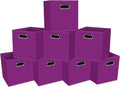 Fabric Cloth Storage Bins,Fabric Cube Organizer with Dual Handles Foldable Cube Storage Baskets for Home Bedroom Storage,Set of 8,(Purple)