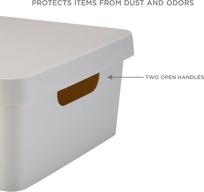 Simplify Medium Vinto Storage Box | Stackable | Home Organization | Bathroom | Accessories | Toys | Closet | 2 Handles | Ivory