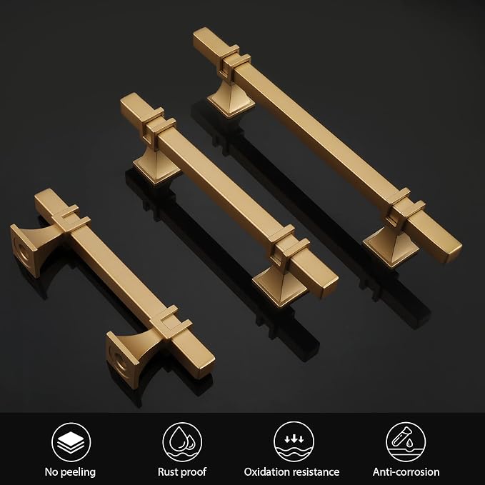 10 Pack 3 Inch Brushed Gold Pulls Kitchen Cabinet Handles Gold Pulls for Dresser Drawers Kitchen Cabinet Hardware