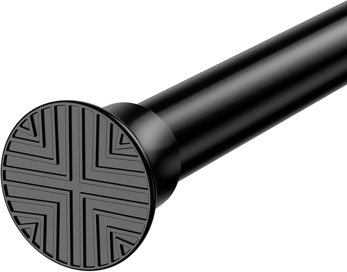1Pcs Tension Curtain Rod 31 To 63 Inch Black Shower Curtain Rod No Drilling Adjustable Spring Loaded Curtain Rods 7/8"Diameter Shower Rods For Bathroom Windows Bedroom Closet Doorway Door