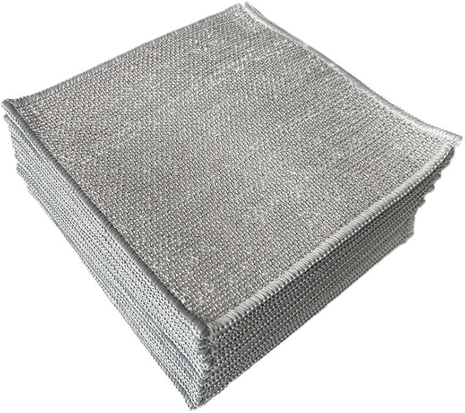 2024 New Non Scratch Wire Dishcloth, Cleaning Cloth，Soft Wire Dishwashing Rags Safe for Non-Stick Cookware, Scrubs & Cleans for Dishes, Sinks, Stove Tops, Easy Rinsing, Durable