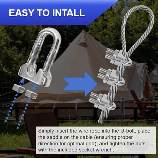 40 Pcs 1/8 inch Stainless Steel Cable Clamps,Wire Rope Clamp | M3, Commercial, Industrial & Residential Use