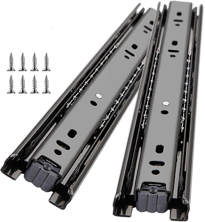 YENUO 3-Fold Full Extension Drawer Slides Ball Bearing 10–24 Inch 100 LB | Cabinet Drawer Glides Heavy Duty Smooth Rails Easy to Install Sizes 10–24 Inch Quiet for Kitchen Dresser Furniture Hardware