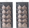 Bseash Enlarged Closet Hanging Bra Organizer with Rotating Metal Hanger, Dual Sided Wall Shelf Wardrobe Mesh Pockets Hanging Storage Bag for Bra Socks Underwear Underpants