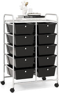 RELAX4LIFE Rolling Storage Cart with 10 Drawers - Craft Storage Cart with Lockable Wheels,Utility Cart, Art Cart Organizer for Crafting Storage, Studio, Office, Home, School Rolling Drawer Cart
