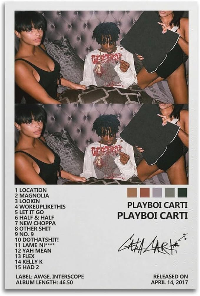 OrdaLi Playboi Carti Album Cover Poster - Bedroom Canvas Art Room Wall Decor Picture Painting 12x18inch(30x45cm) Unframe-Style
