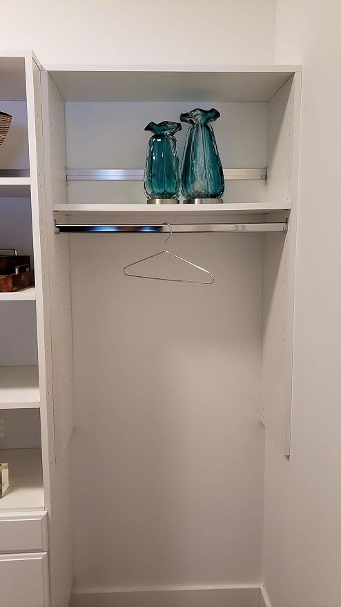 Outwater 46 Inch Steel Oval Closet Rod Kit, 9/16 Inch x 1-3/16 Inch Polished Chrome Heavy Duty Closet Hanging Rod with Metal Brackets, Wall Anchors and Screws, Pack of 4