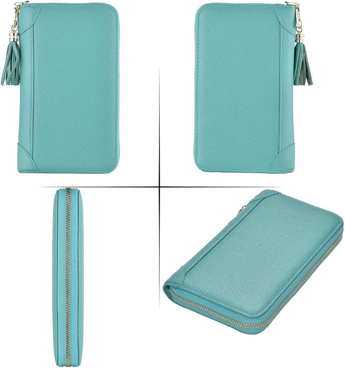 Easyoulife Credit Card Holder Wallet Womens Zipper Leather Case Purse RFID Blocking