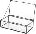 Hipiwe Glass Keepsakes Display Box with Lid - Decorative Black Glass Box | Clear Rectangle Storage for Trinket Perfume Cards Gift