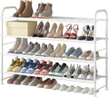 LINZINAR 4 Tier Long Shoe Rack for Closet Metal Shoe Organizer for Entryway | Spacious design stores 25+ pairs of shoes,durable metal frame,space-saving organizer for closet, hallway, and Entryway White