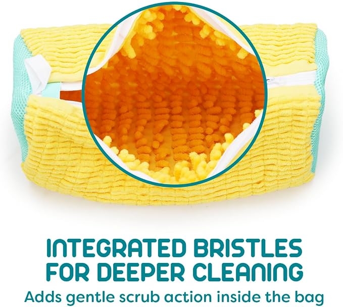 ZENO Shoe Washing Machine Bag - 2pcs - Laundry Shoe Bag for Washer and Dryer - 2pc Reusable ZENO Sneaker Cleaning Sack for All type of Tennis - Reinforced Zipper, 360° Deep Cleaning (Yellow)