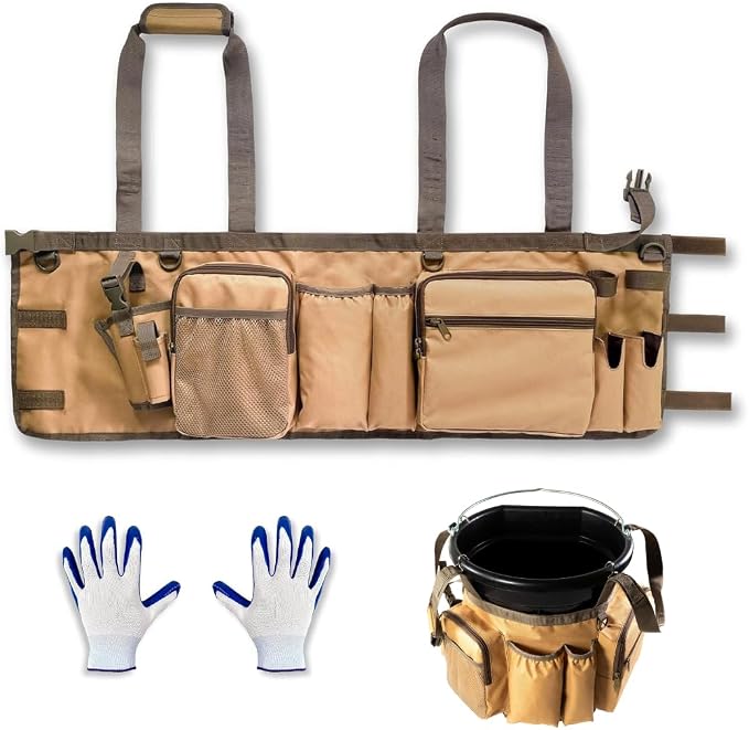 Katai Fishing Bucket Organizer for 5-Gallon Bucket – Heavy-Duty Water-Resistant Tackle Bag with Rod & Pliers Holders – Adjustable Straps & Multi-Pocket Design