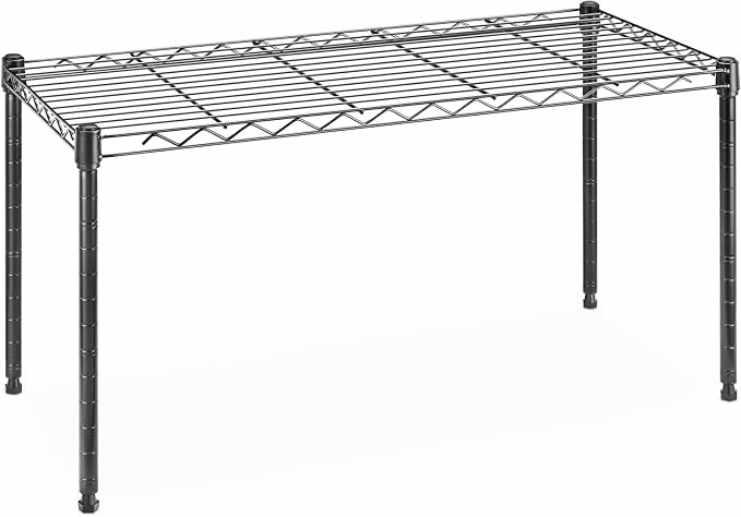 Xcity Storage Shelves, 1 Tier Heavy Duty Metal Shelving Unit, 350 LBS Adjustable Steel Wire Shelf for Commercial, Pantry, Kitchen, Garage, 14" D x 30" W x 15" H, Black
