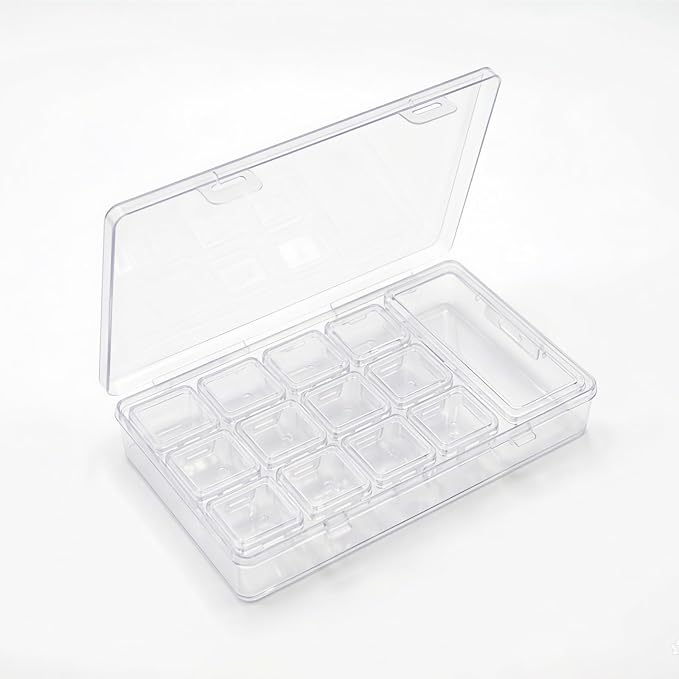 112 Pieces Mixed Sizes Rectangular Empty Mini Clear Plastic Organizer Box | Hinged Lids, For Small Items, Craft Projects, Bead Organizers