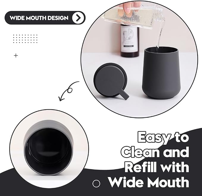 YAUKPH Matte Gray Liquid Hand Soap Dispenser Plastic 11 oz - Modern Minimalist Style for Bathroom & Kitchen Countertop Refillable