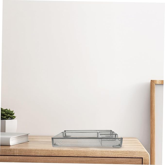 SEWACC Metal Desk Organizer Aesthetic Multi-compartment Storage Box for Efficient Office Organization Tidy up Stylish File Holder for Home Bathroom and Living Room Use Easy to Clean and