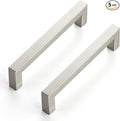 Ravinte Brushed Nickel Square Cabinet Handles Drawer Pulls,5 Inch,5 Pack | Screws Included, Stainless Steel, Square Bar Grip, Easy Install, Kitchen Cabinet Hardware, For Cupboards, Drawers, Dressers