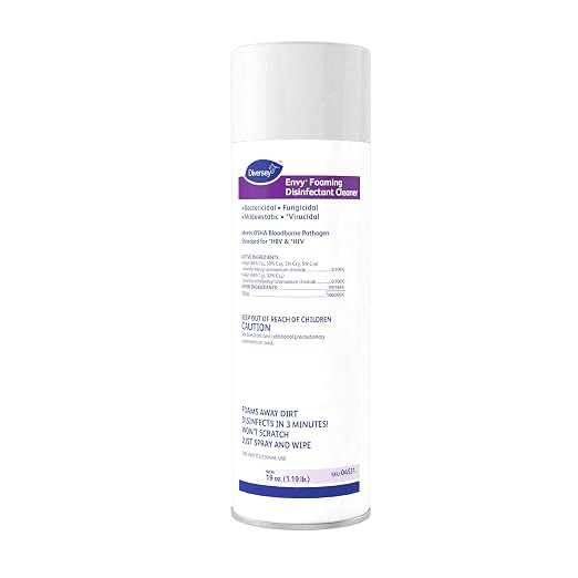 Diversey 04531 Envy Foaming Disinfectant Cleaner, EPA registered Hospital Grade Sanitizing Spray with Lavender Scent, Aerosol, 19-Ounce