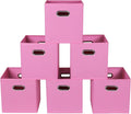Fabric storage bins Cubes, Fabric Cube Organizer with Handle, Foldable Cube Bins for Cloth or Accessary Storage, 11x11x11, Set of 6, (Pink)