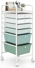 GOFLAME 6-Drawer Rolling Storage Cart, Multifunctional Art Craft Organizer Cart, Mobile Utility Storage Cart with Removable Drawers & Lockable Wheels, Craft Cart for Home Office, Green Gradient