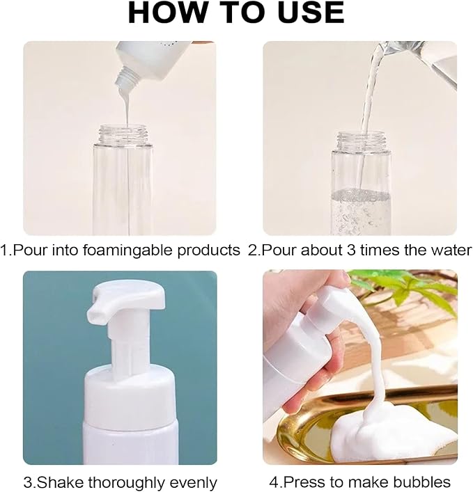 Autdor Foam Pump Bottle 3.5oz 2Pcs Foaming Soap Dispenser 100ml Foaming Spray Bottle Empty Travel Foam Bottle Clear Foam Dispenser for Hand Soap Toiletries Shampoo Lotion