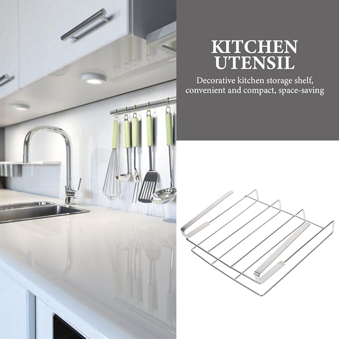 Housoutil Hanging Cutting Board Stand, Stainless Steel Chopping Board Rack, Organizer Stand Holder Cabinet Shelf Organizer Draining Rack Kitchen Storage Holder