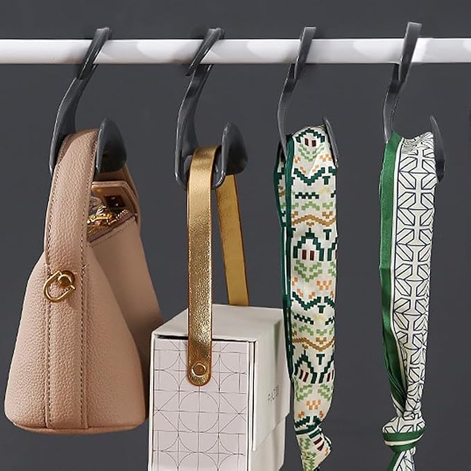 12 Pcs Purse Hanger Hook Acrylic Black Bag Tie Handbag Belt Hanger Closet Organizer Storage Handbags Tote Holder for Storing Handbags Satchels
