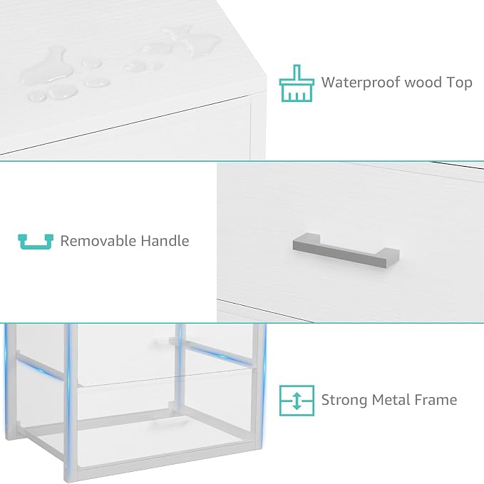 BOLUO Closet Drawers White Fabric 3 Drawer Dresser for Closet Organizers and Storage Bedroom Dorm Modern