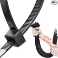 24 inch Black Long Zip Ties Heavy Duty 50 PCS, 175LBS Ultra Strong Plastic Wire Ties, Large Cable Ties Extra Long Tie Wraps, Indoor and Outdoor UV Resistant