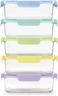 Ello Color Lock Glass Meal Prep Sets Leak-Proof Glass Food Storage Containers with Airtight BPA-Free Plastic Lids, Dishwasher, Microwave, and Freezer Safe