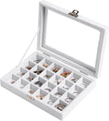 Frebeauty 24 Grid Earring Organizer,Small Velvet Jewelry Tray with Lid | Portable Jewelry Box for Rings Stud,Velvet Lining for Protecting Jewelry,Adjustable Dividers,Glass Lid for Clear Review