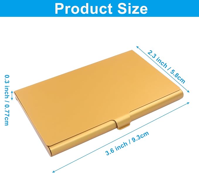 Slim Business Card Case, Gold, 2 Pack | Professional Pocket Metal Case, Buckle Closure, For Men and Women