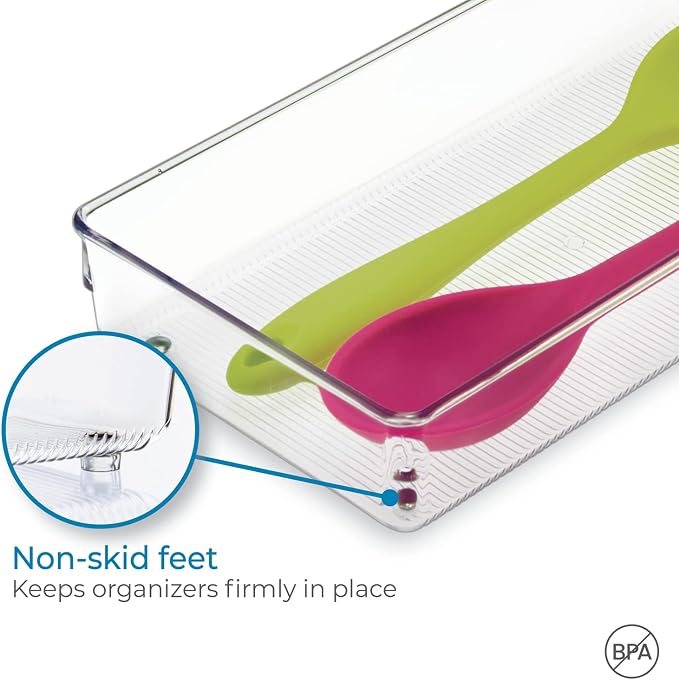 iDesign Linus BPA-Free Plastic Drawer Organizer - 6" x 12" x 2.25", Clear