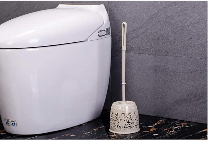 Toilet Brush Holder Toilet Bowl Brush Plastic Home Toilet Brush Holder Stand Guard Set Bathroom Cleaning Tools Cleaning Brush Long Handle Toilet Brush Toilet Brush Toilet Brush with Holder (Beige)