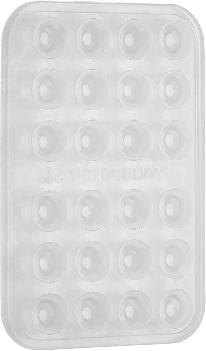 OCTOBUDDY Classic - Silicone Suction Phone Case Adhesive Mount - Hands-Free, Strong Grip Holder for Selfies & Videos - iPhone & Android Compatible - 2.25″ x 3.25″, Transparent