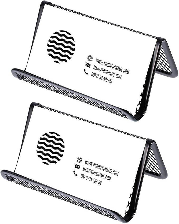 Black Metal Mesh Business Card Holder Desk Business Card Organizer for Desk Office Name Card(Black, 6 Pack)