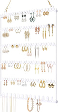 6 Tier Earring Holder Wall Mounted Hanging Earring Organizer White ﻿ | Earring Display Storage with 123 Holes and 129 Grooves Jewelry Organizer Tree for Stud/Hoop/Dangle Earrings Necklace