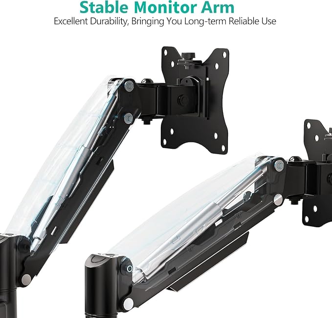 WALI Triple Arm Laptop and Dual Monitor Desk Mount for 17" Notebook and Up to 32" Screens, Adjustable Monitor Arms with Tilt Swivel Rotation, VESA 75x75 100x100, Black (GSDM003LP)