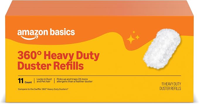 Amazon Basics 360° Heavy Duty Duster Refills, Picks up and Traps 2X More Allergens, 11 Count, Pack of 1