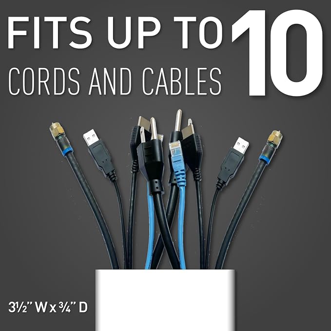 Legrand Wiremold C30S 48 Inch 3 Piece Flat Screen TV Cord Cover Kit, Organizer for Wall, Holds Up to 10 Cords or Cables, Sustainable Packaging, White (1 Pack) | Cord Hider, On Wall, Hide up to 10 Cords, Cut to Size, Customizable, Cable Concealer, Remov...