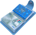 Soft Leather Credit Card Holder for Men & Women Bank Card Case with 24 Durable Plastic Insert Slots Slim Pocket Wallet ID Card Organiser Business Card Case Purse (Blue)