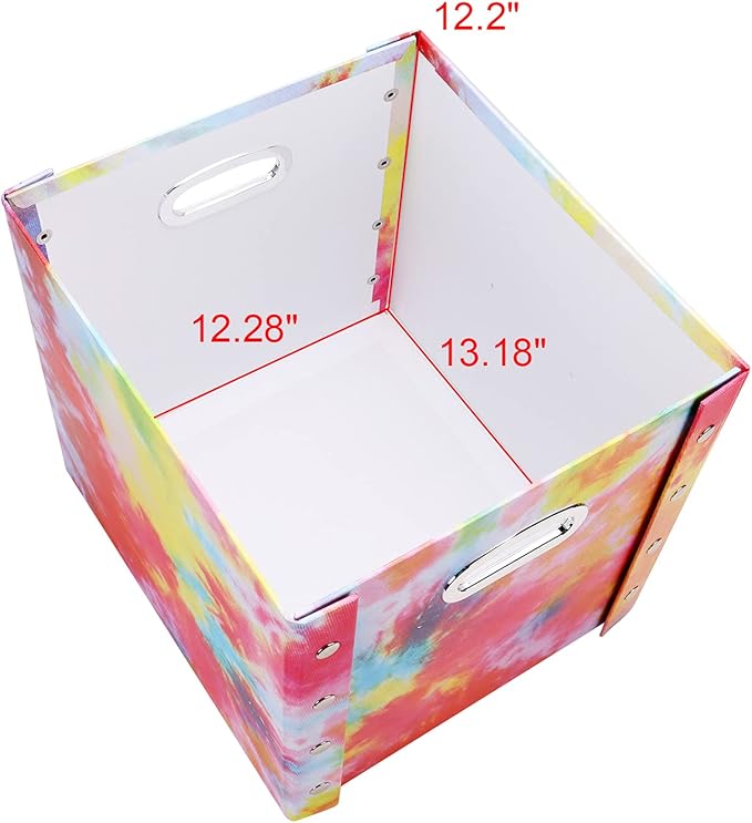 Snap-N-Store Vinyl Record Storage Box - Pack of 1-13.2 x 12.625 x 12.5 Inch LP Holder with Lid for 12-inch Records - Crate Holds up to 75 Vinyl Albums - Tie Dye