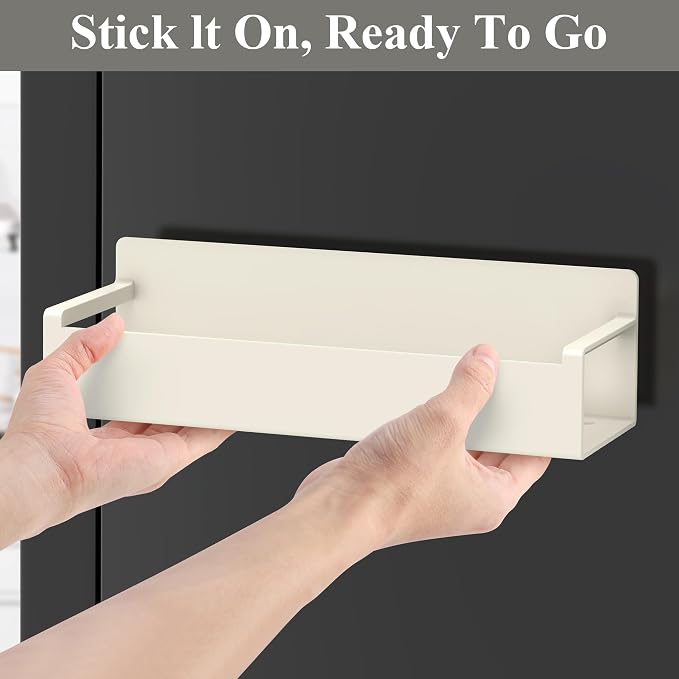HuggieGems 6 Pack Magnetic Spice Rack Organizer for Refrigerator and Oven, Cream White Fridge Organizers and Storage for Kitchen