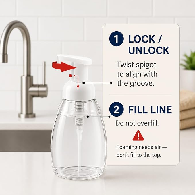 Bar5F Foaming Soap Dispenser for Castile & Liquid Hand Soap, 8.5 oz | Rich Foaming Action—Creates foam from liquid soap while helping reduce soap use