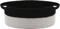JMvicyroam Woven Basket,Small Rope Storage Bin with Handles & Ribbon Bag, Organizer for Shelves Closets,Gift Basket Empty for Birthday,Books,Dog Toys, Black&Grey
